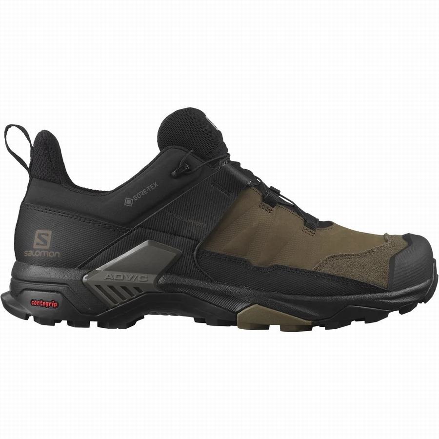 Salomon X Ultra 4 Leather Gore-tex Turisticka Obuv Panske Čierne/Olivovo Zelená |LSD9385BL|